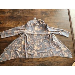 NWT Soft Surroundings Draped Shaped Faux Suede Jacket Floral Size Large